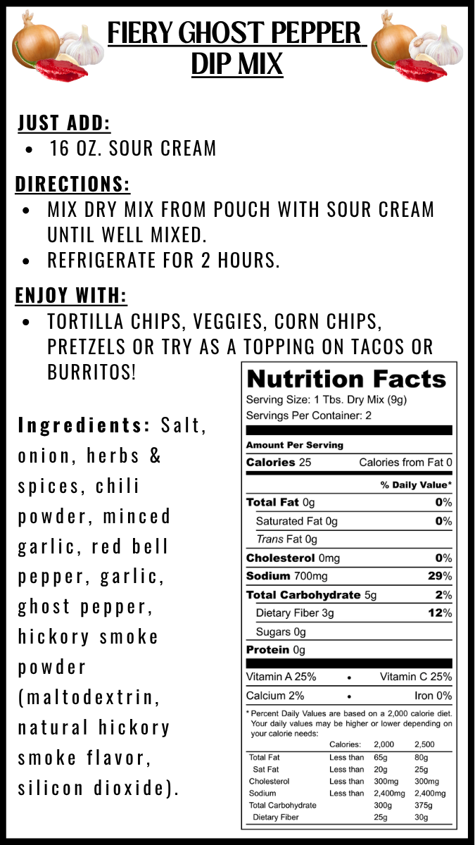 Fiery Ghost Pepper Dip Mix