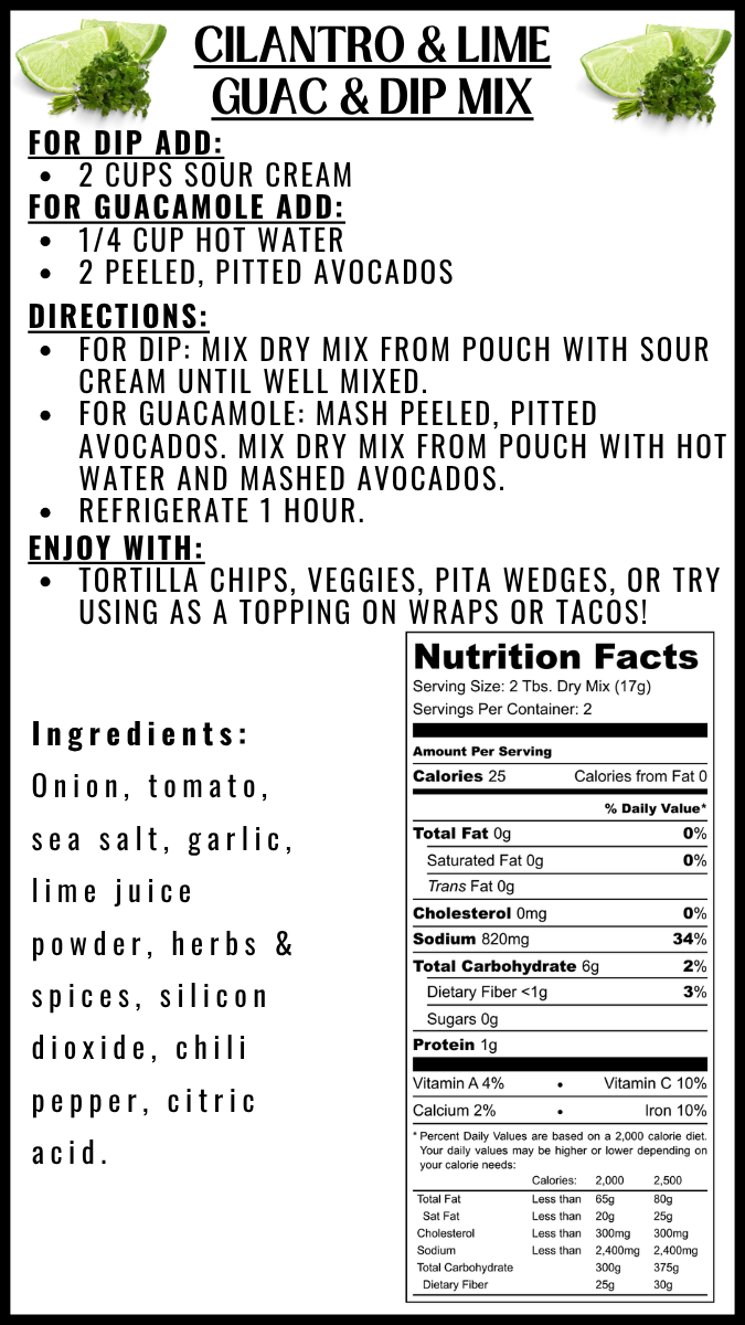 Cilantro & Lime Guac Dip Mix