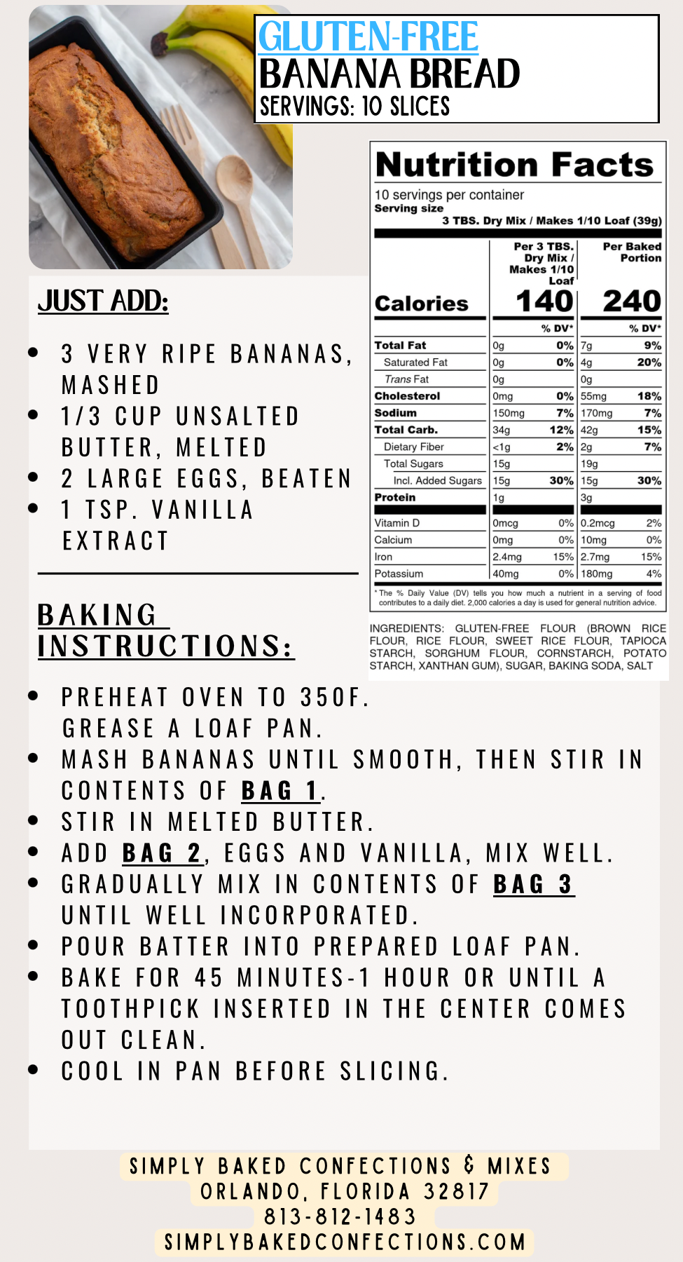 Gluten Free Banana Bread Mix