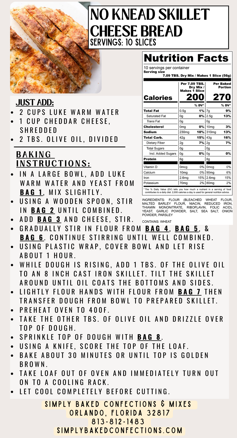 No Knead Skillet Cheese Bread