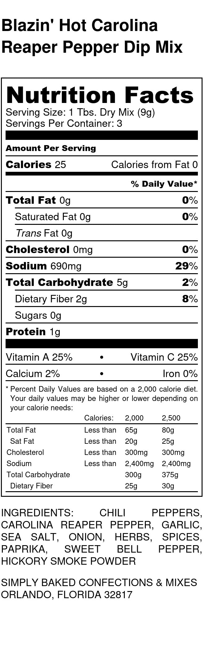 Blazin' Hot Carolina Reaper Pepper Dip Mix