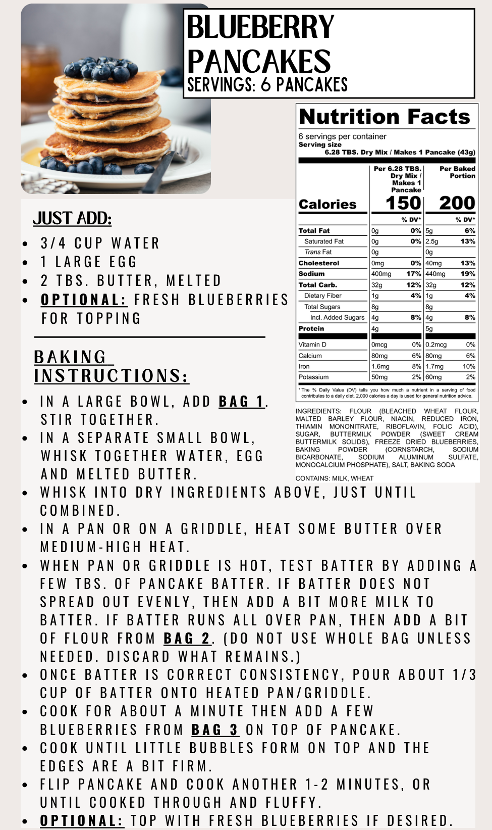 Blueberry Pancake Mix
