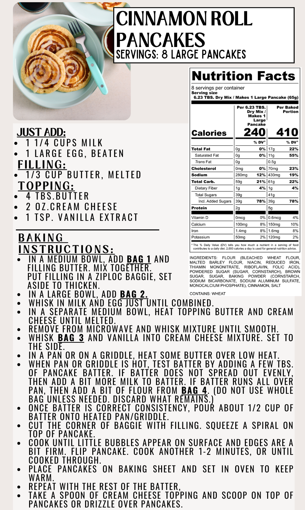 Cinnamon Roll Pancake Mix