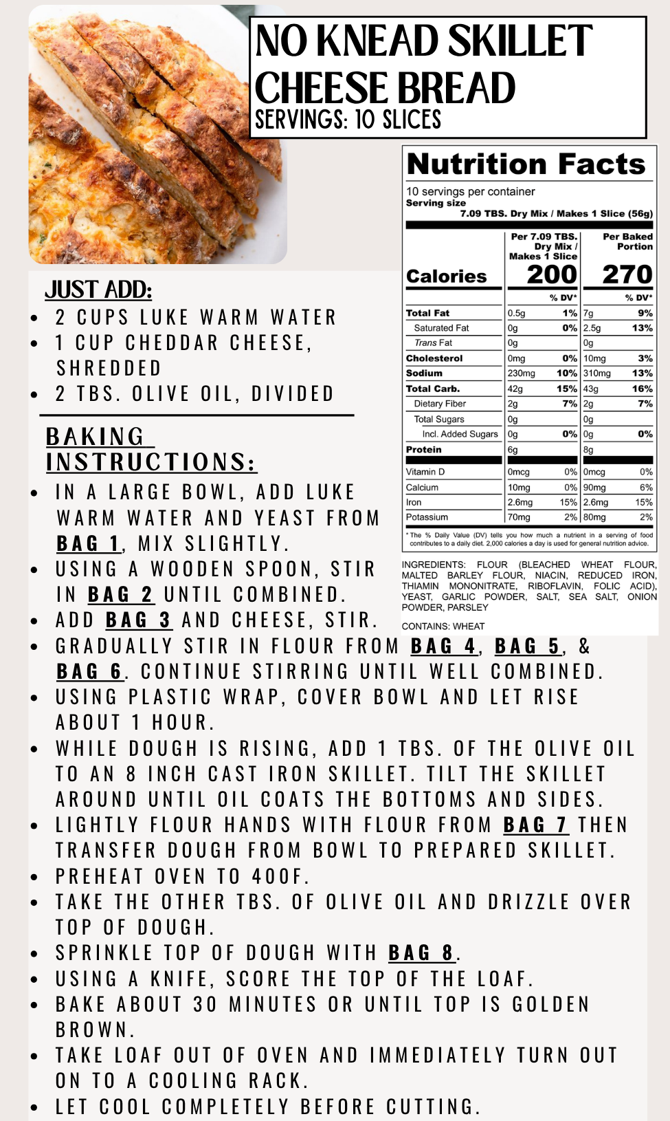 No Knead Skillet Cheese Bread