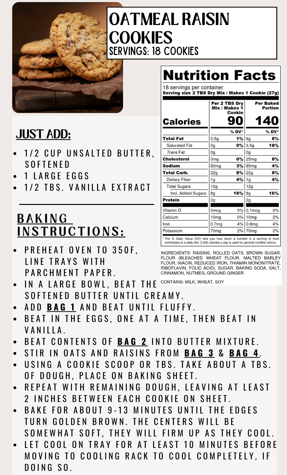 Oatmeal Raisin Cookies Mix