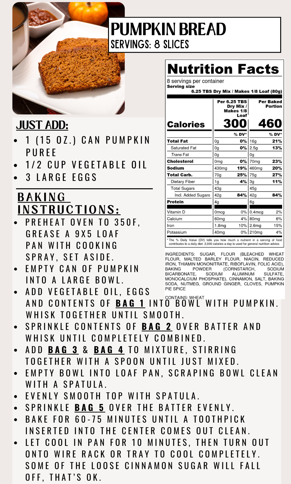 Pumpkin Bread Mix