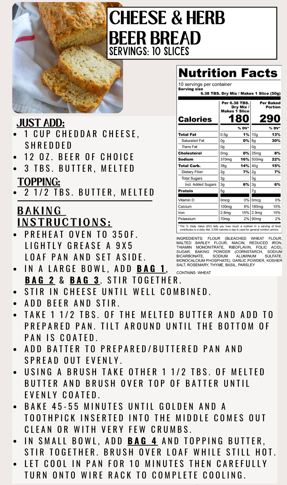 Cheese & Herb Beer Bread Mix