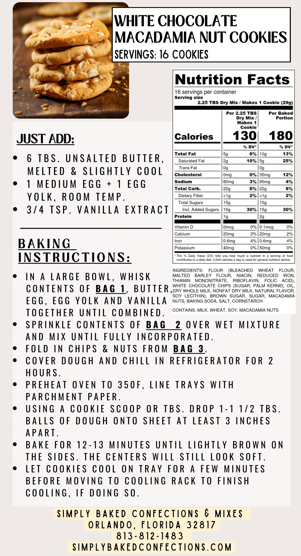 White Chocolate Macadamia Nut Cookies Mix