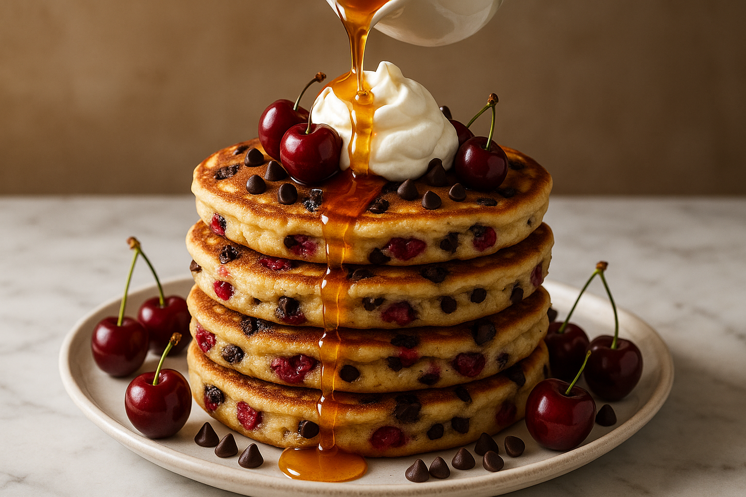 cherry chocolate chip pancakes