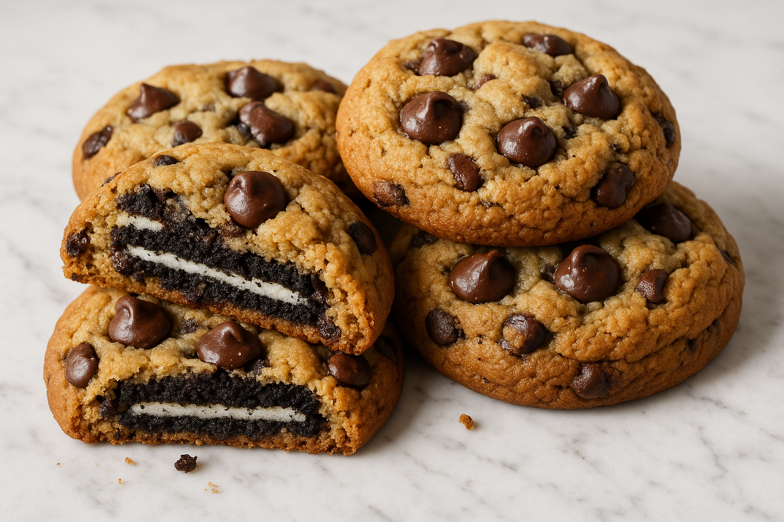 realistic oreo stuffed chocolate chip cookies